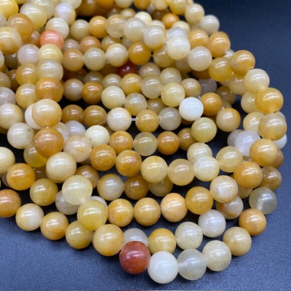 8mm Yellow Aventurine Genuine Natural Gemstone Bead Strand - Yellow Golden Tones - Picture 1 of 2